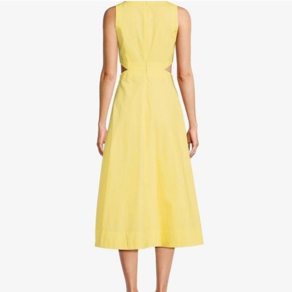 Women’s Sleeveless Cutout Poplin A - Line Midi Dress Size L  Light - Yellow - Picture 2 of 16